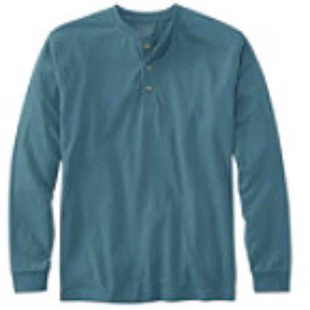 LL Bean Mens Long Sleeve Dark Teal Blue Henley Shirt